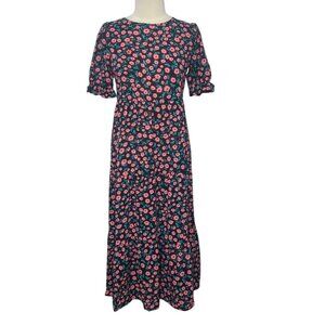Naggoo Floral Maxi Dress Womens Small Black Pink New
